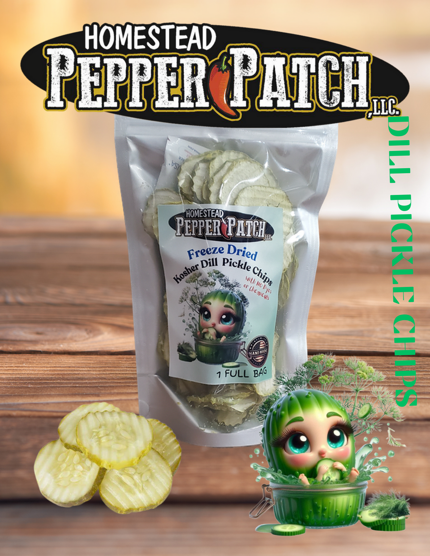 FREEZE DRIED DILL PICKLE CHIPS